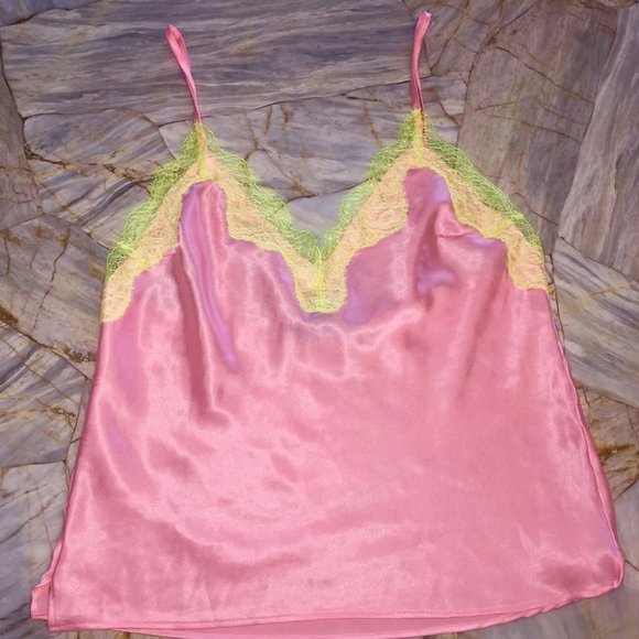 VICTORIA'S SECRET Satin Cami Set new Pink satin w Lace trim - Picture 3 of 6